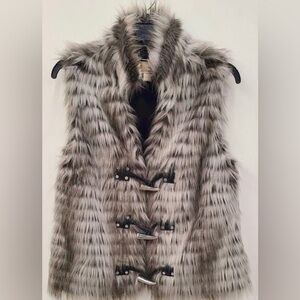 Michael Kors Beige Brown Toggle Fur Vest M